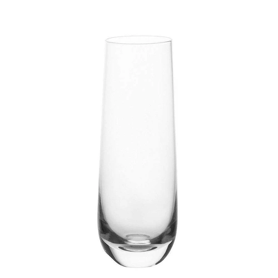 Wheel and Barrow Stemless Champagne Flute - 290ml Clear Glass for Sparkling Wine