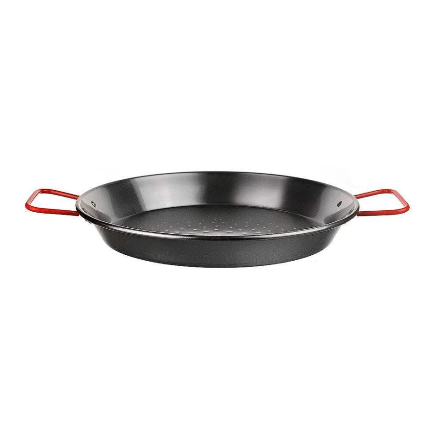 Wheel and Barrow 40cm Polished Steel Paella Pan - Professional Grade, Induction Compatible