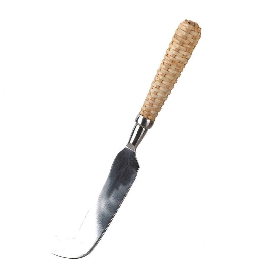 "Wheel and Barrow Cheese Knife with Rattan Handle – Premium Cheese Cutting Tool"