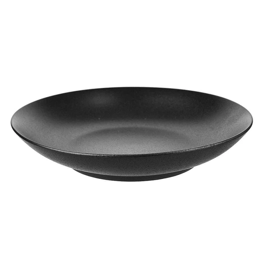 "Wheel and Barrow Deep Black Rice Plate 25.4cm x 5cm - Durable Dining Tableware"