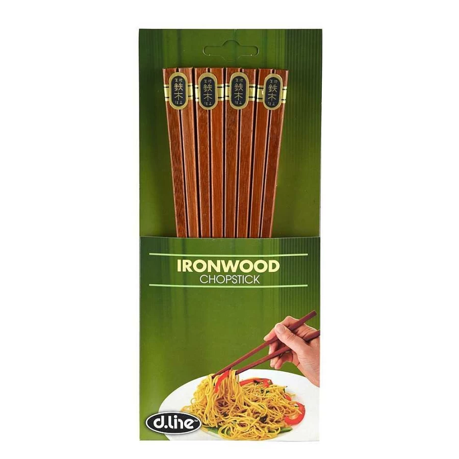 Wheel and Barrow Premium Wooden Chopsticks Set - 4 Pairs Natural Reusable Dining Chopsticks