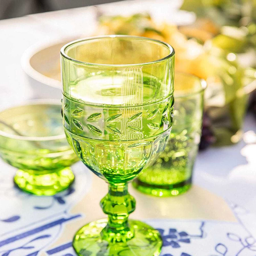 Wheel and Barrow Tuscan Green Wine Glass - 350ml Elegant Stemware for Red and White Wine