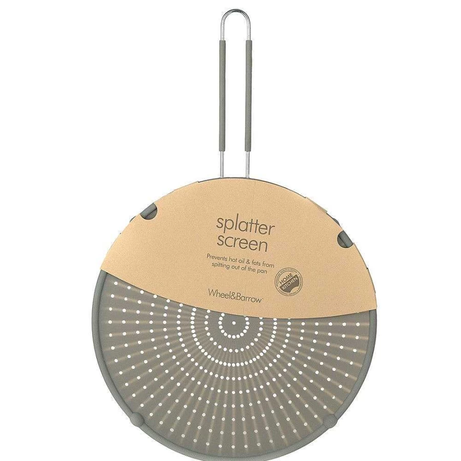 Wheel and Barrow Silicone Splatter Screen - 31x49cm Grey, Non-Slip Stove Cover, Oil Splash Guard for Cooking, Dishwasher Safe, Durable Kitchen Splatter Shield
