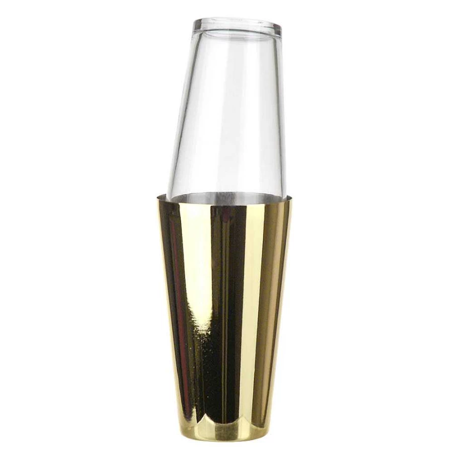 Wheel and Barrow Boston Cocktail Shaker 500ml - Premium Light Gold Barware for Mixing Drinks