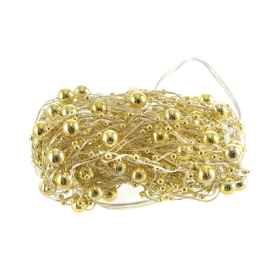 "Wheel and Barrow Gold Bead String Lights - 2.3M Decorative Fairy Lights for Home & Party"