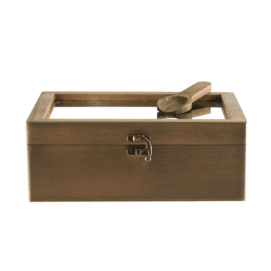 Wheel and Barrow Acacia Wood Tea Storage Box - 25cm x 18.5cm x 9cm Organizer for Tea Bags and Accessories