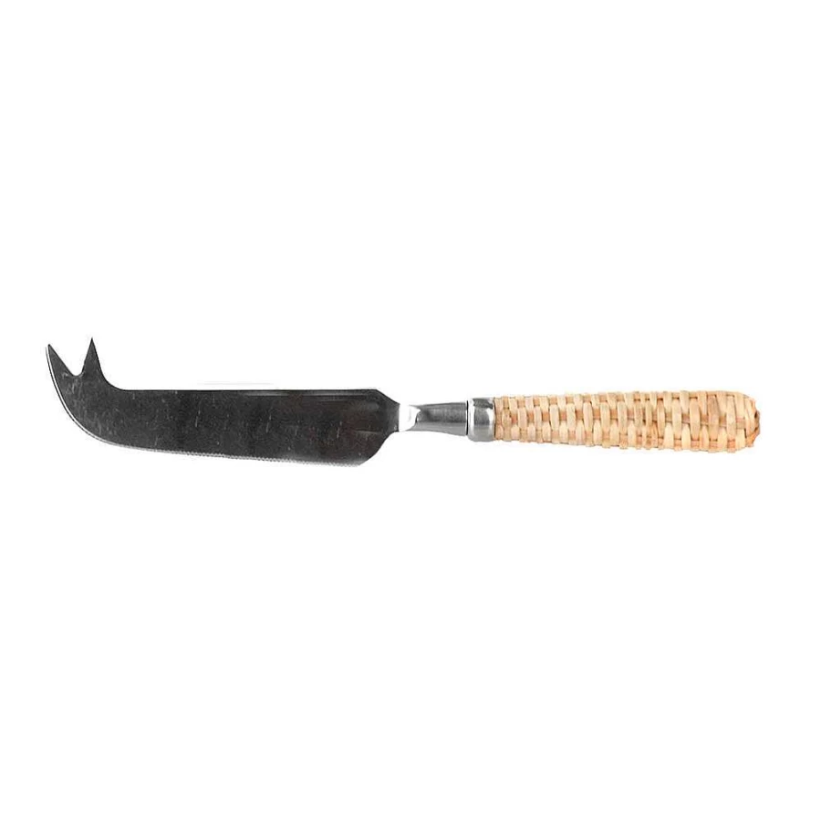 "Wheel and Barrow Cheese Knife with Rattan Handle – Premium Cheese Cutting Tool"