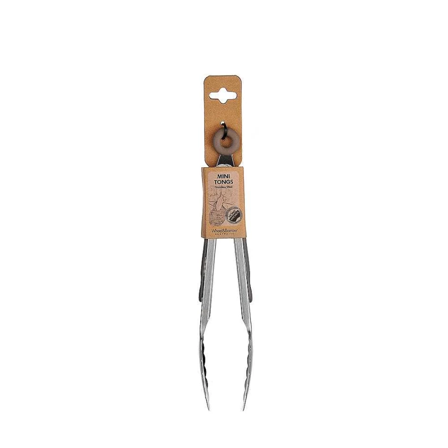Wheel and Barrow Mini Silicone Kitchen Tongs 17.5cm - Heat Resistant Non-Slip Cooking Utensil