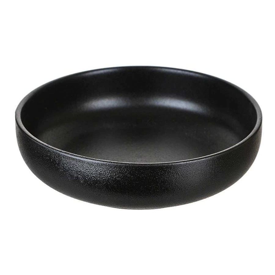 "Wheel and Barrow Round Black Serving Bowl - 21cm Diameter x 6cm Height"
