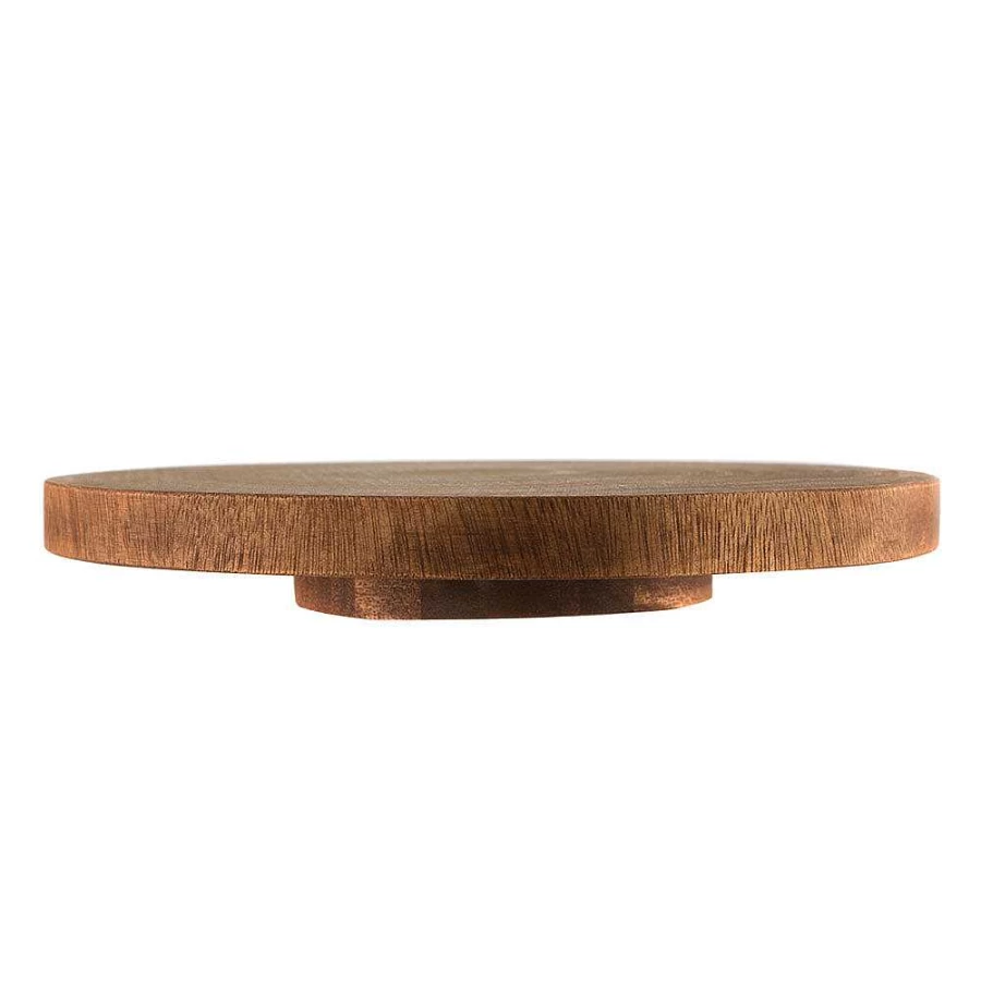 Wheel and Barrow Acacia Wood Lazy Susan Turntable - 31.5cm Round Serving Tray for Dining Table Spice Organization