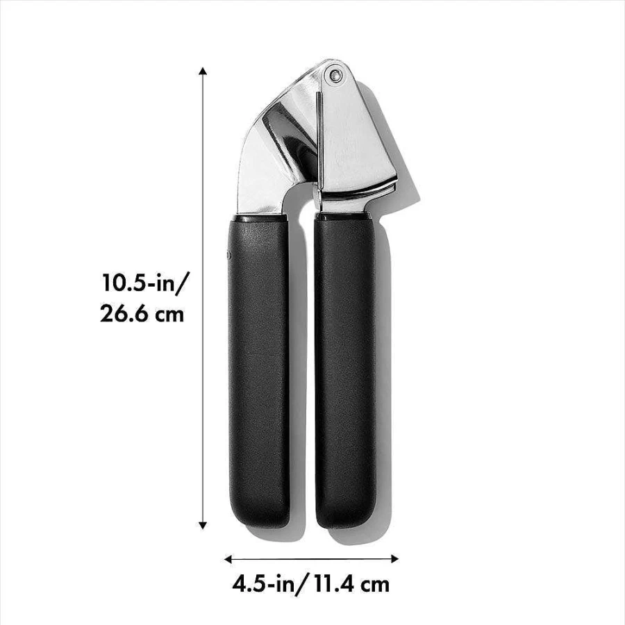Wheel and Barrow Garlic Press - Stainless Steel Garlic Crusher with Ergonomic Handle - Easy Clean Kitchen Gadget by OXO