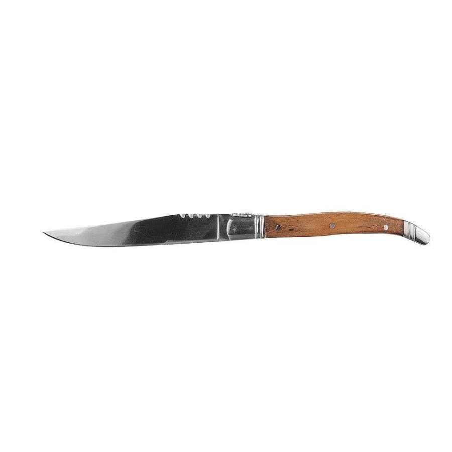 Wheel and Barrow 6-Piece Steak Knife Set with Olive Wood Handles - Premium Quality Steak Knives for Dining
