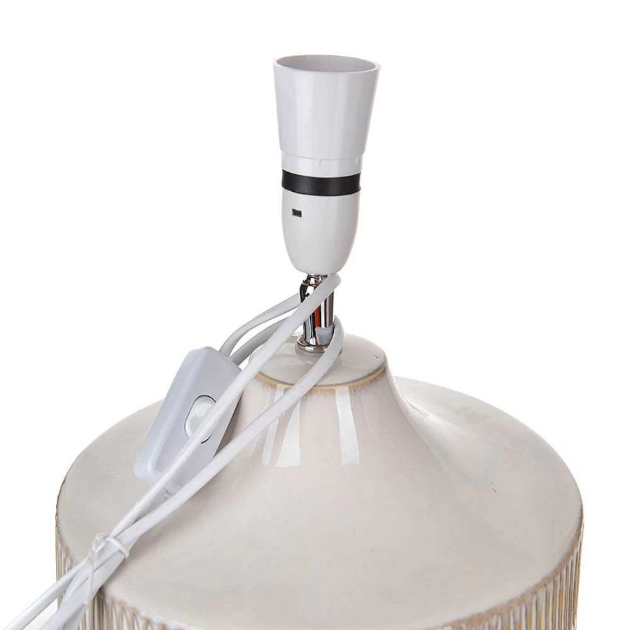 Wheel and Barrow 67cm Matt White Ribbed Texture Table Lamp - Modern Home Lighting