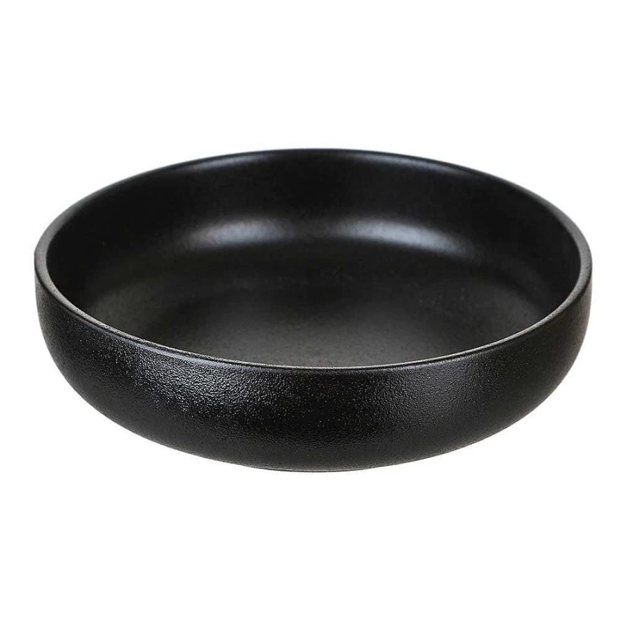 "Wheel and Barrow Round Black Serving Bowl - 21cm Diameter x 6cm Height"