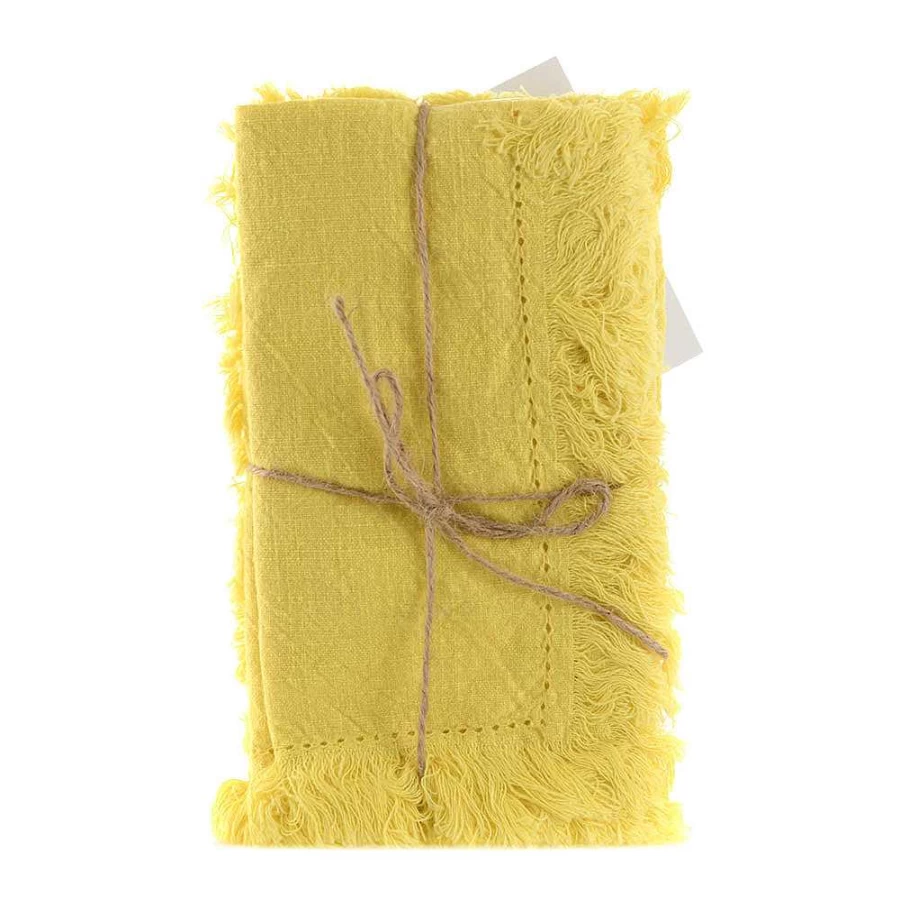 "Wheel and Barrow Avani 4-Pack Yellow 40x40cm Premium Napkins Set"