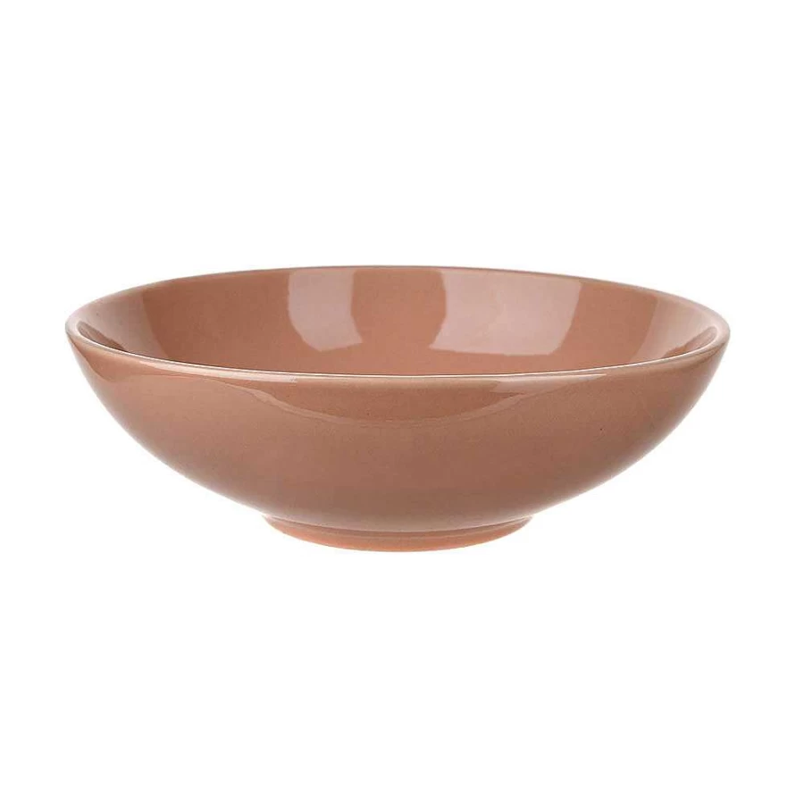 Wheel and Barrow Pink Stoneware Clay Bowl 20cm - Handcrafted Ceramic Serving Dish
