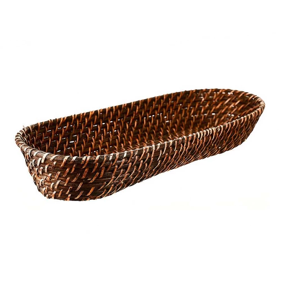 Wheel and Barrow Large Rattan Bread Basket 44cm X 17cm X 7cm for Long Loaves and Baguettes
