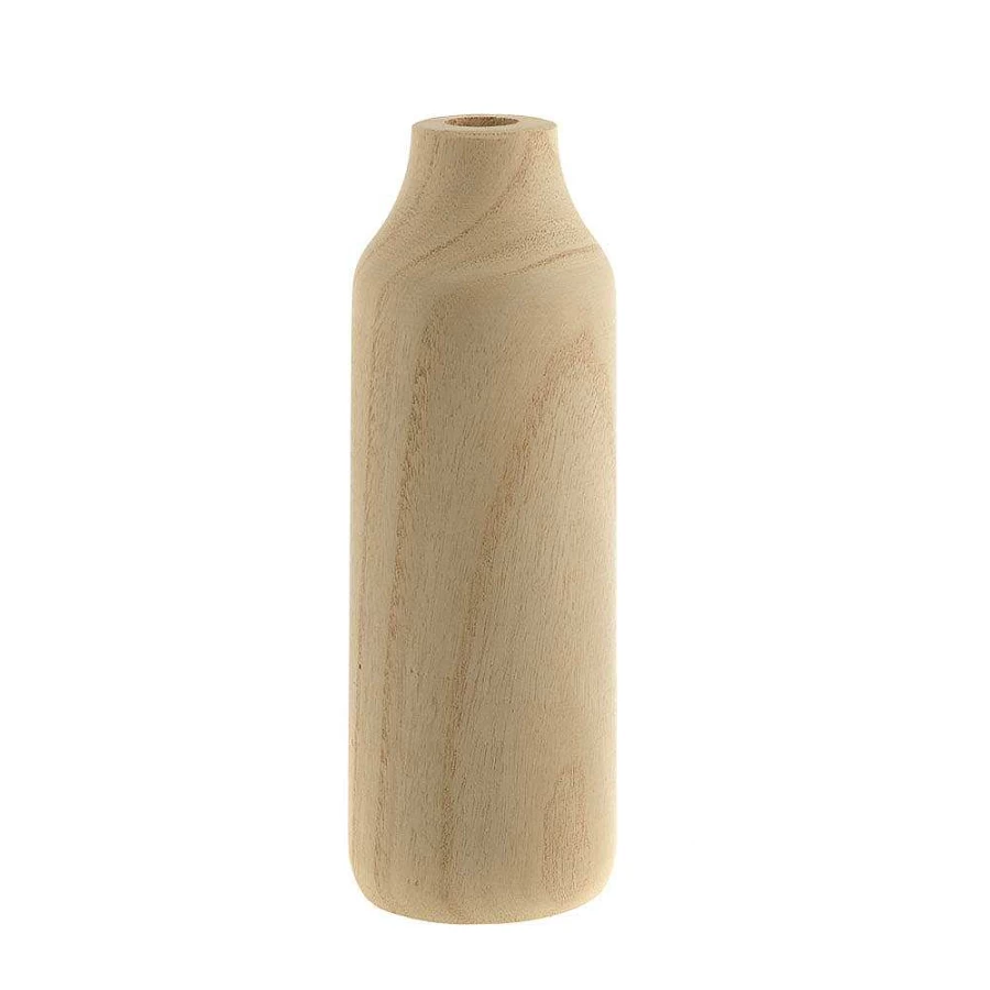 "Wheel and Barrow Tall Wooden Vase - 26cm Height, 9cm Diameter - Handcrafted Home Decor"