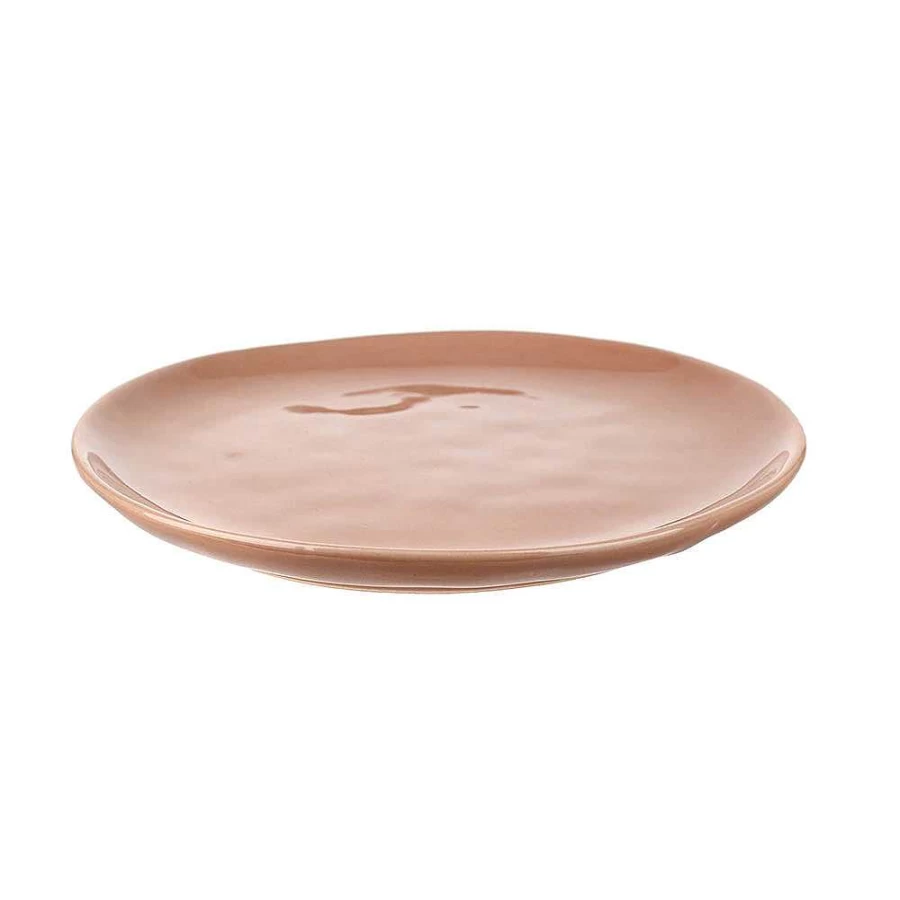 Wheel and Barrow Pink Stoneware Side Plate 20cm - Handcrafted Clay Dinnerware