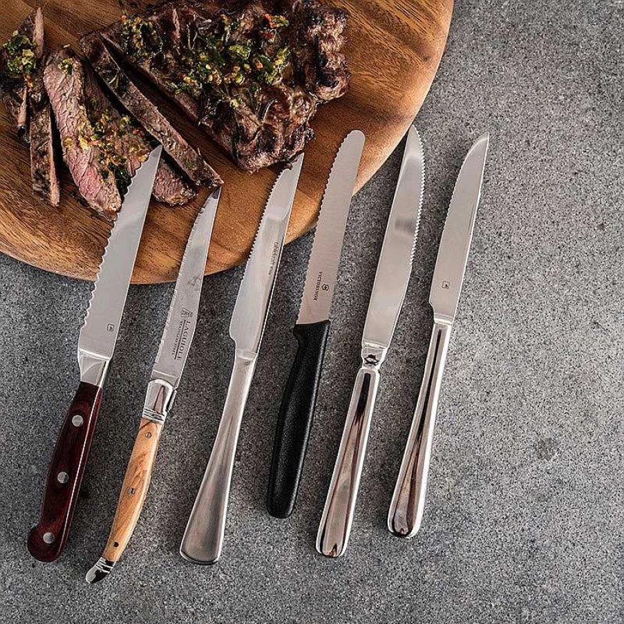 Wheel and Barrow Steak Knife Set 23cm - 18/10 Stainless Steel Blades - Premium Caffe Series Steak Knives for Dining