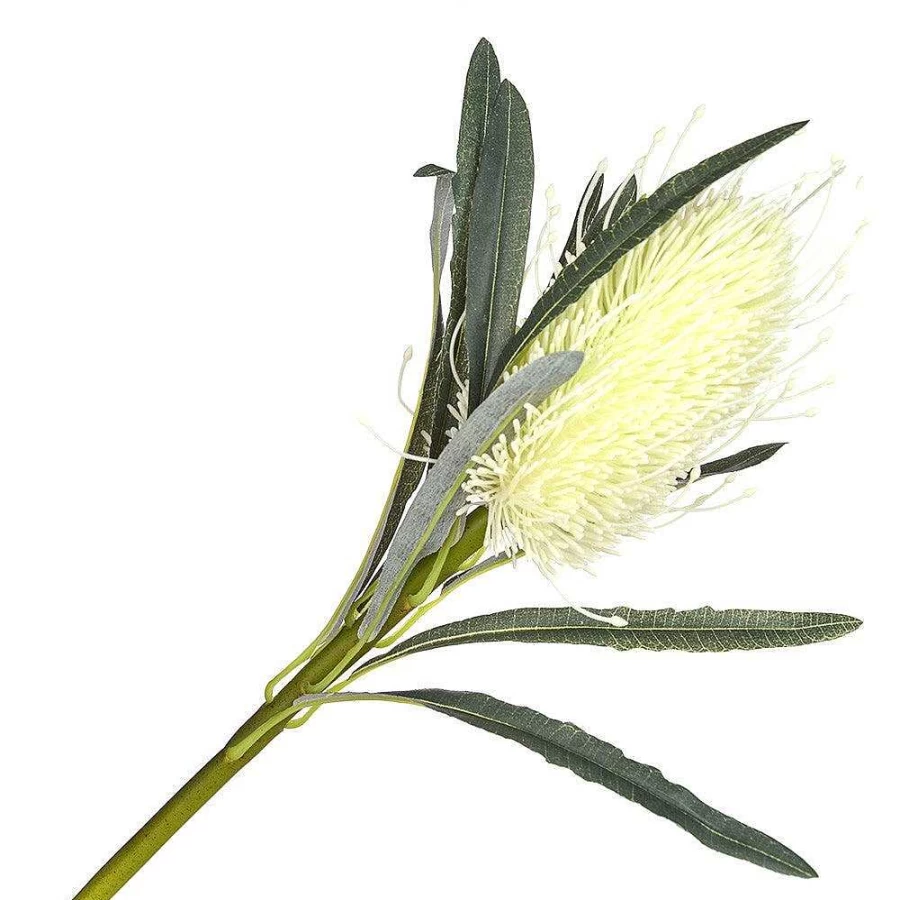 "Wheel and Barrow White Protea Stem 60cm - Premium Artificial Flower for Home Decor"