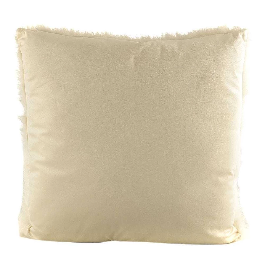 Wheel and Barrow White Faux Fur and Velvet Throw Pillow Cushion 50x50cm for Sofa Bed Decor