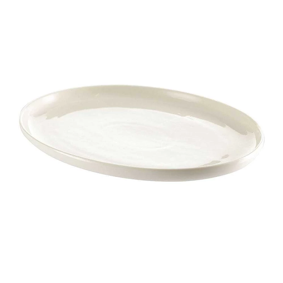 Wheel & Barrow White Oval Bone China Platter - 31cm x 22cm x 3cm Elegant Serving Dish