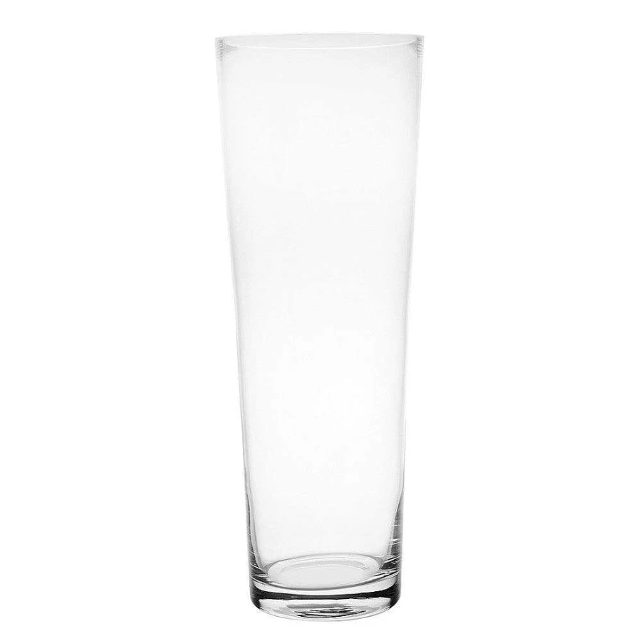 "Wheel and Barrow Clear Glass Vase – Tall 40cm Cylinder for Fresh Flowers"