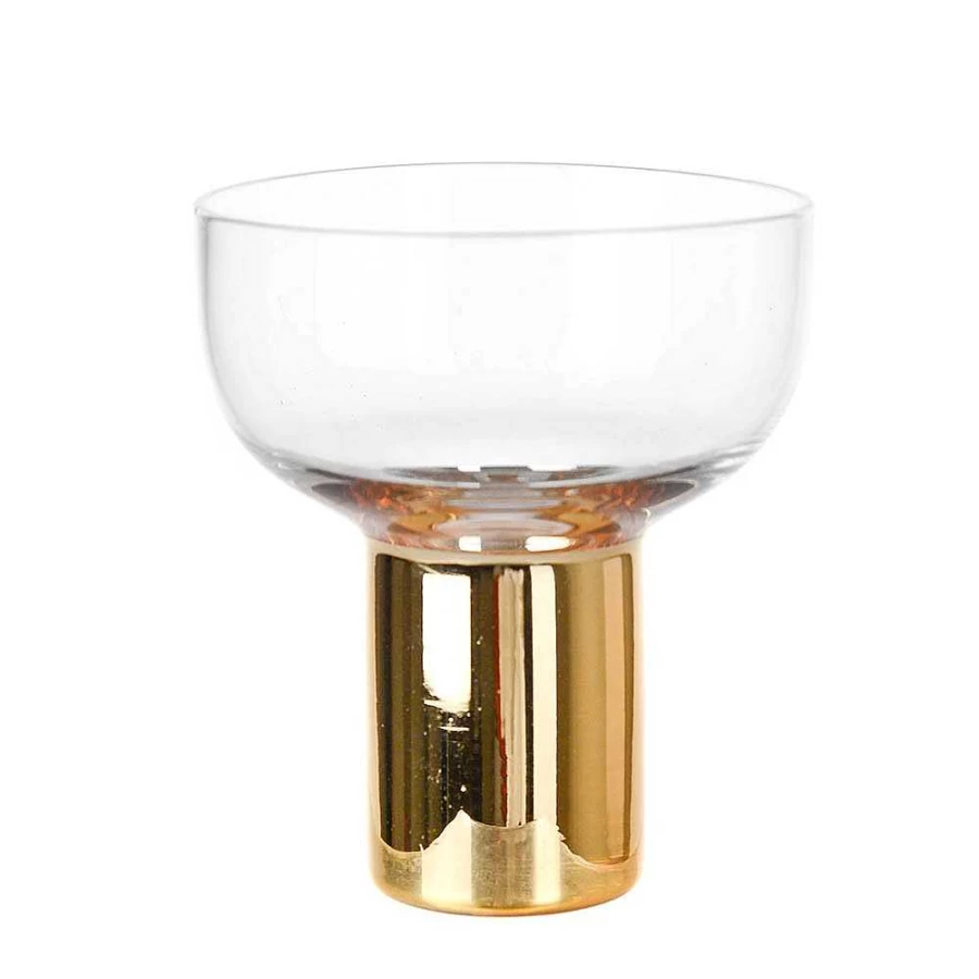 Wheel and Barrow Gold-Rimmed Coupe Glass with Heavy Base - 260ml Elegant Champagne Cocktail Glass