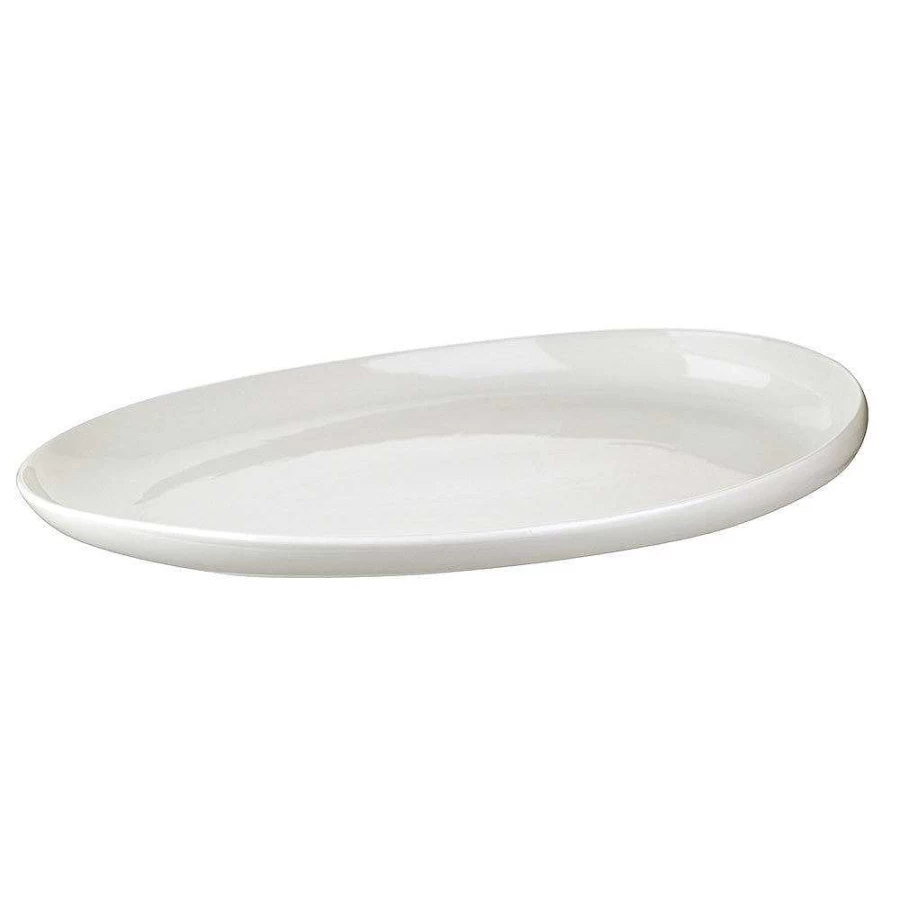 Wheel and Barrow White Porcelain Oval Serving Platter 49cm x 30cm x 6cm Dish for Dining & Entertaining