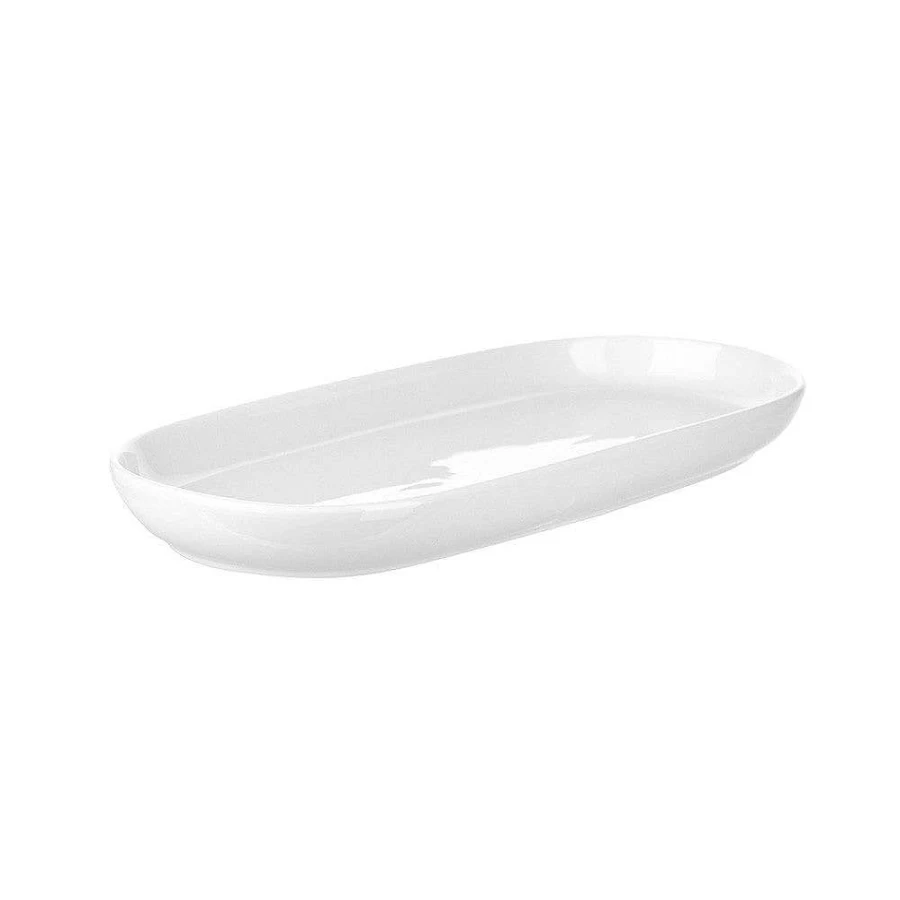 Wheel & Barrow White Porcelain Oval Serving Plate - 32cm x 15cm x 3cm Small Appetizer Platter