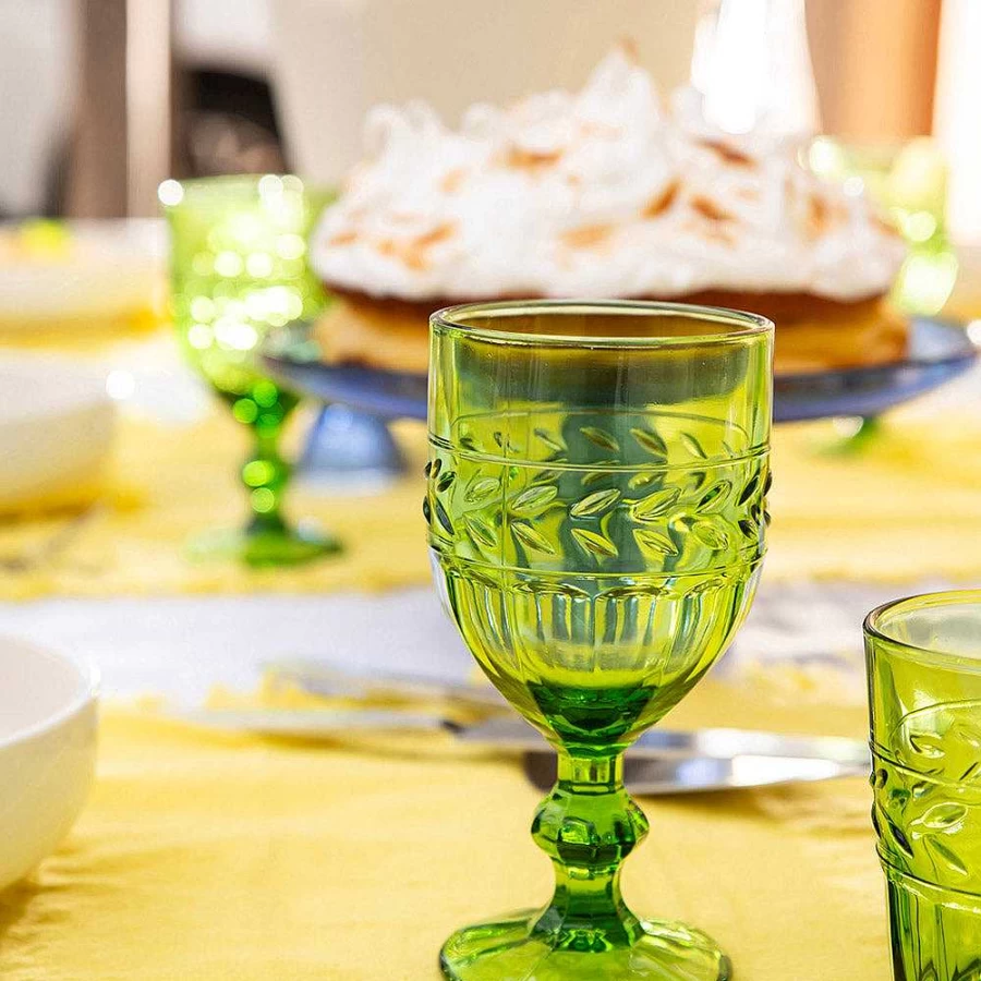 Wheel and Barrow Tuscan Green Wine Glass - 350ml Elegant Stemware for Red and White Wine