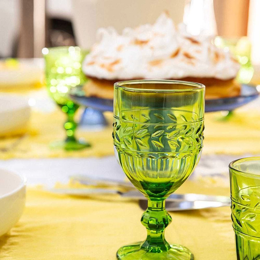 Wheel and Barrow Tuscan Green Wine Glass - 350ml Elegant Stemware for Red and White Wine