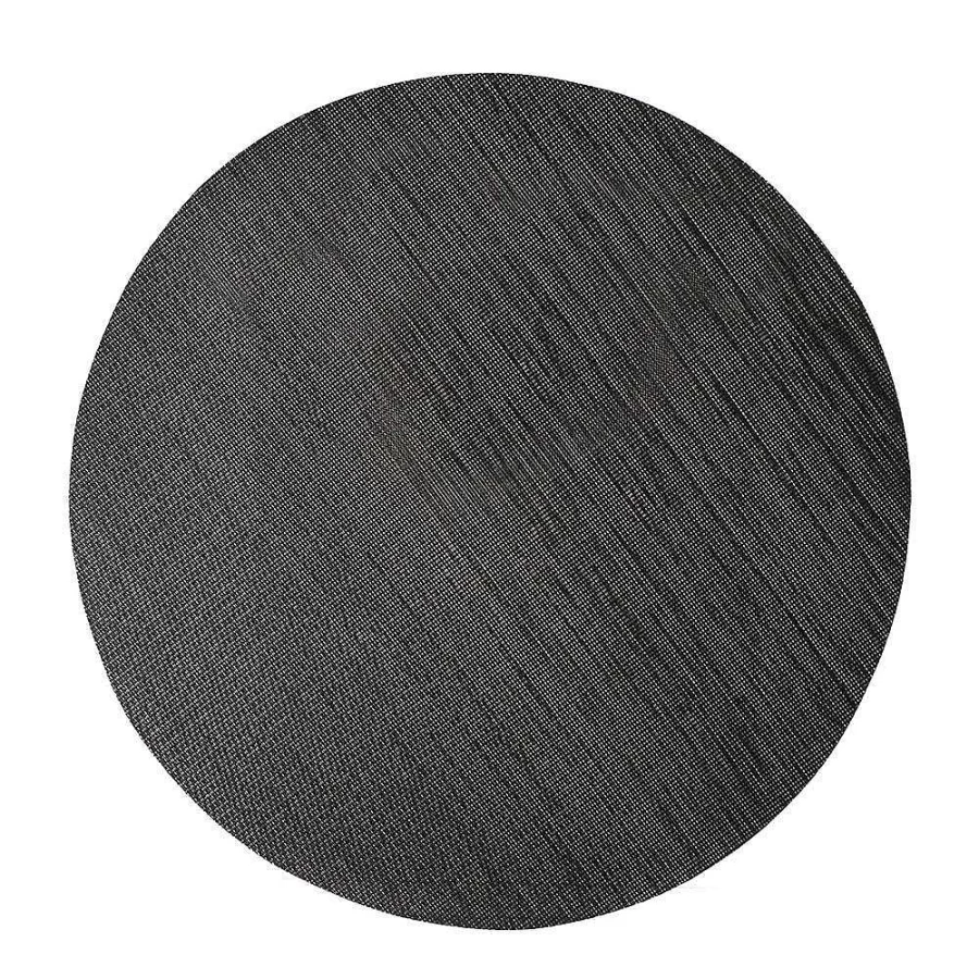 Wheel and Barrow Round PVC Placemat - 35cm Diameter, Black, Non-Slip Table Mat