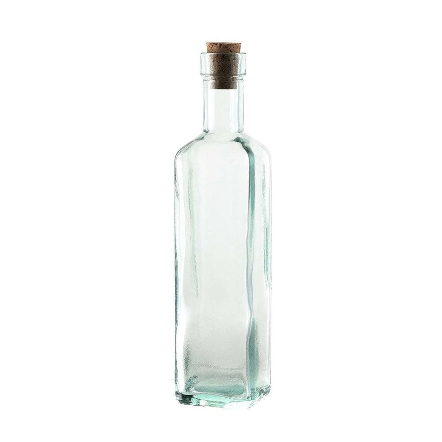 Wheel and Barrow 400ml Square Recycled Glass Oil Dispenser Bottle - Eco-Friendly Kitchen Storage