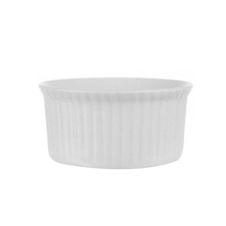 Wheel and Barrow White Porcelain Ramekin - 8cm Diameter Oven Safe Dish for Baking and Serving