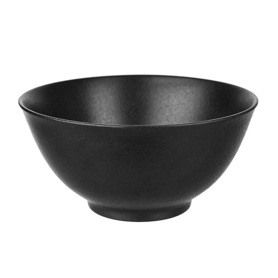 "Wheel and Barrow Round Black Ceramic Bowl - 15cm Diameter Kitchen Dining Serveware"