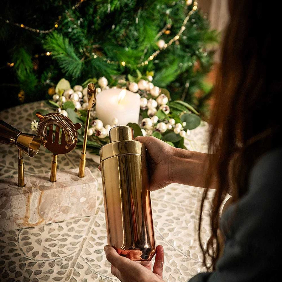 Wheel and Barrow Malibu Gold Ombre Cocktail Shaker 800ml - Premium Barware for Home & Professional Use
