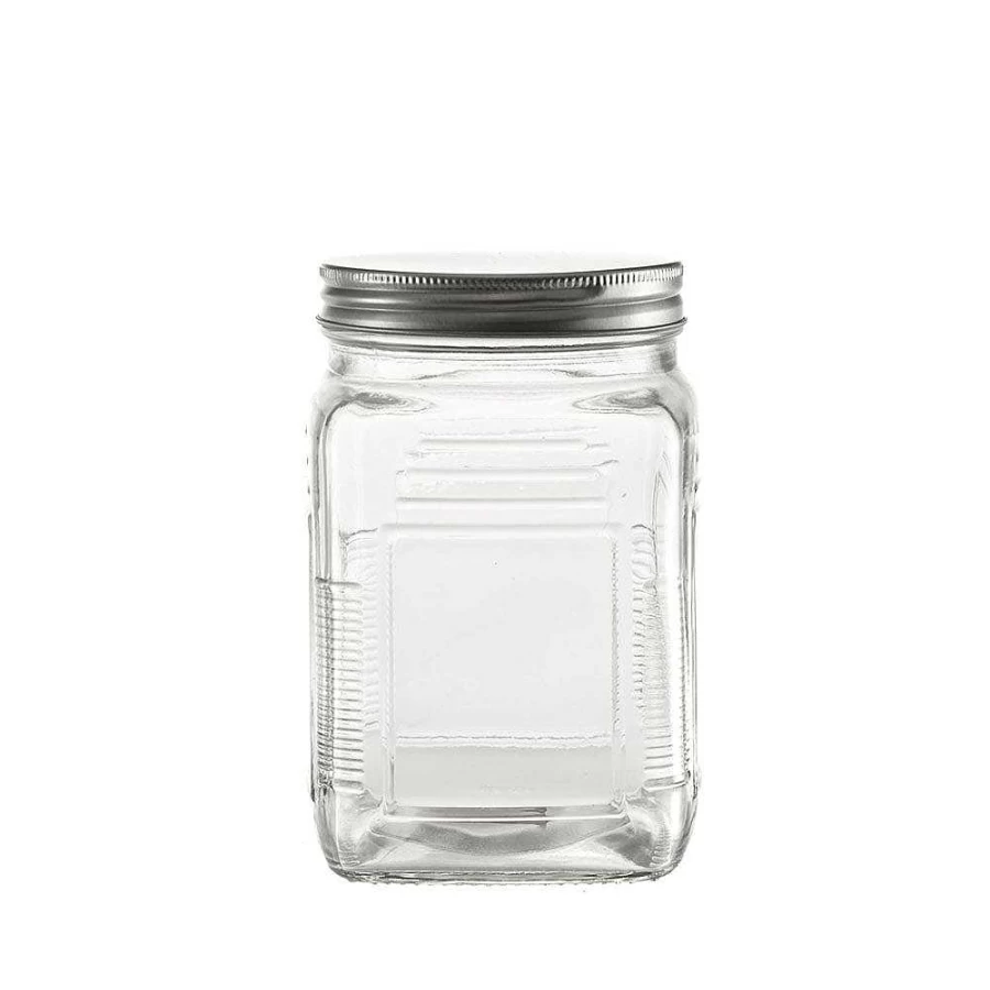 Wheel and Barrow 15cm x 10cm Glass Storage Jar with Airtight Lid - Clear Kitchen Canister for Pantry Organization