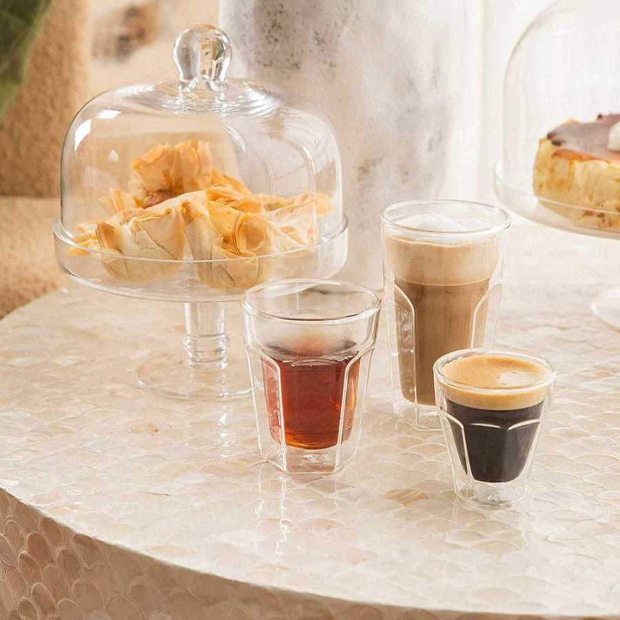 Wheel and Barrow Double Wall Insulated Coffee Glass - 250ml Picardie Style for Hot & Cold Drinks