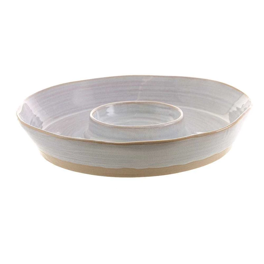Wheel and Barrow 28cm Ceramic Chip and Dip Platter Round Serving Tray