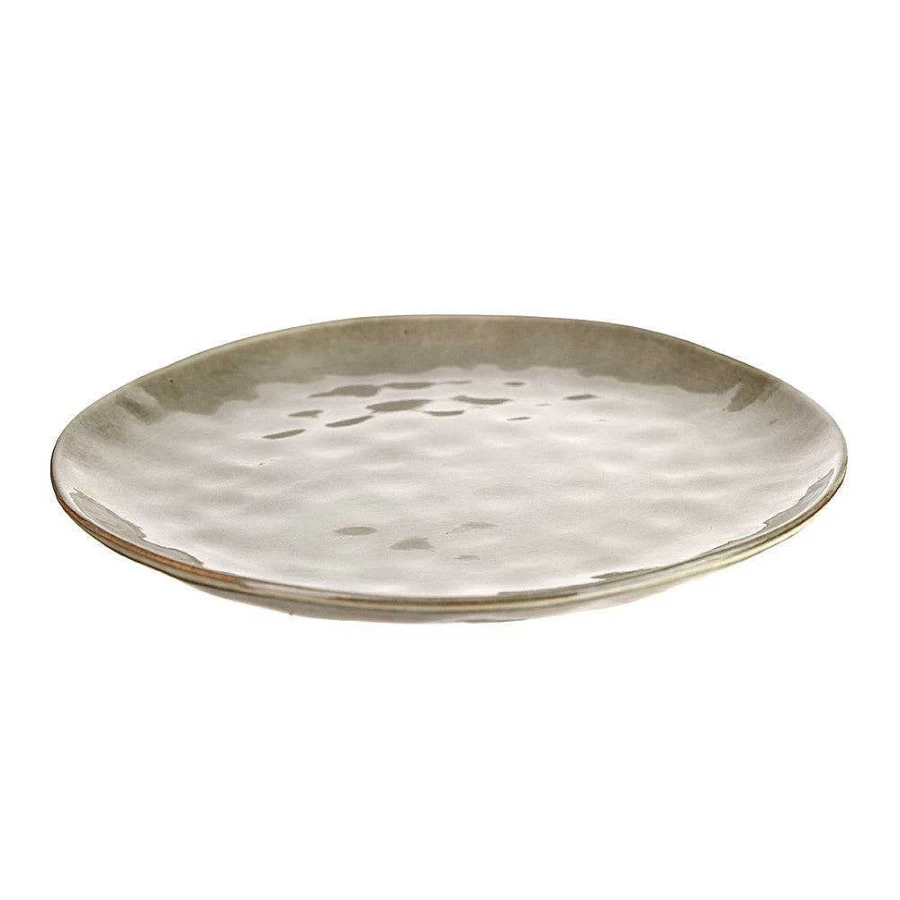 Wheel and Barrow Stoneware Dinner Plate 29cm - Olive Green Ceramic Tableware for Dining