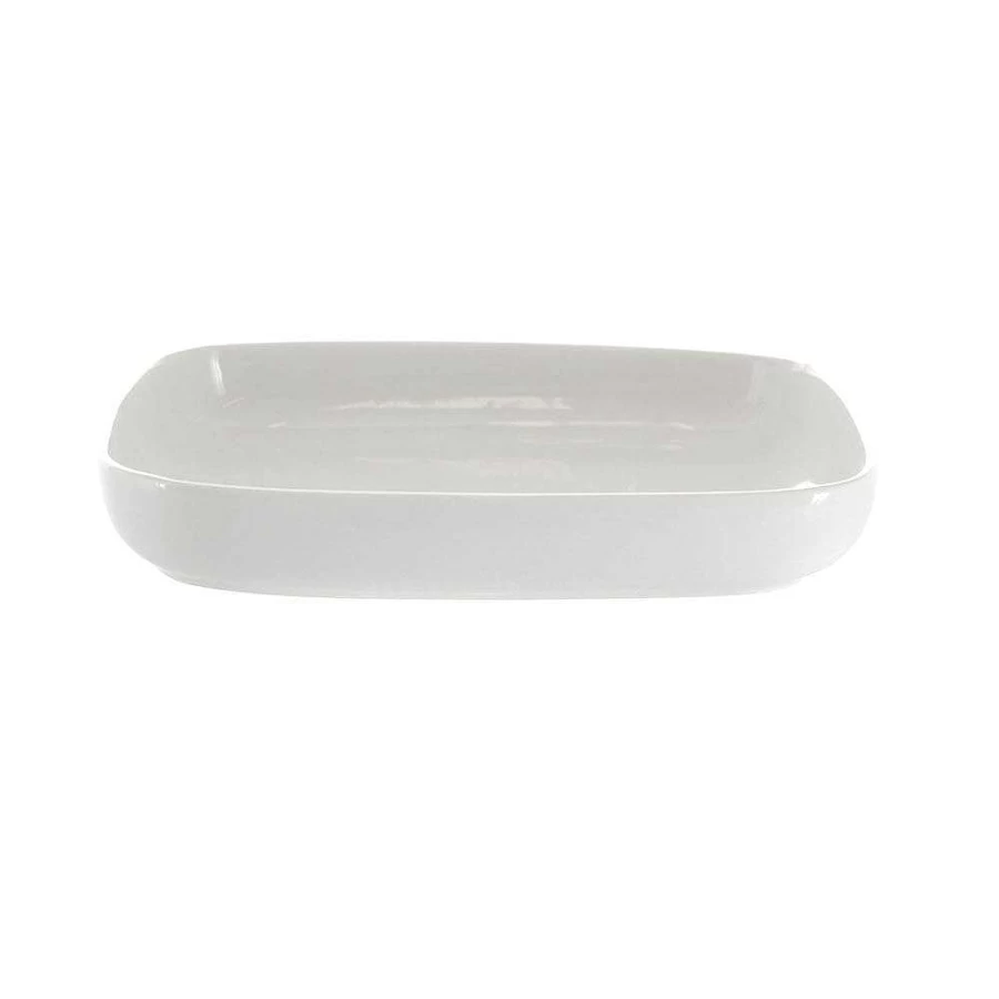Wheel and Barrow White Porcelain Square Dinner Plate 21cm - Elegant Tableware for Modern Dining