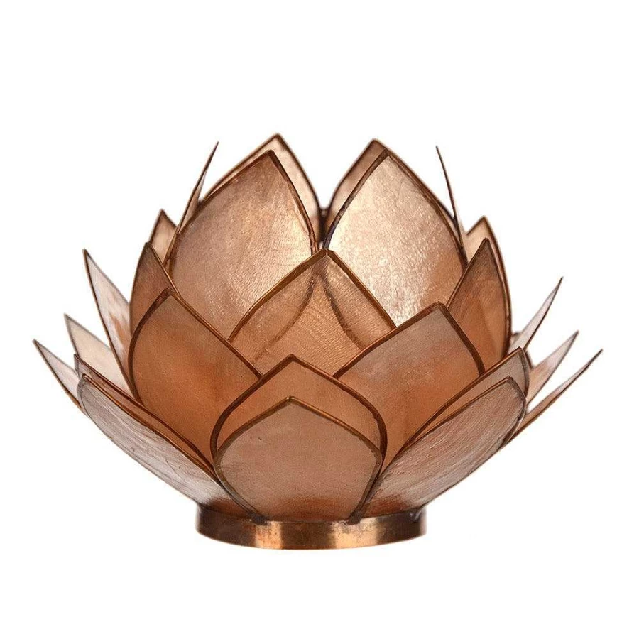 "Wheel and Barrow Bronze Capiz Tealight Holder - Cabbage Design for Candles"