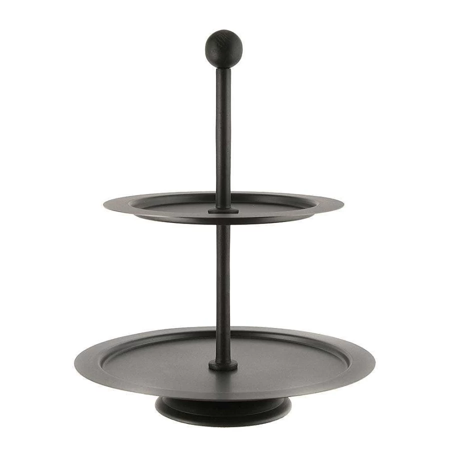 Wheel & Barrow 2-Tier Graphite Black Cake Stand for Weddings & Desserts