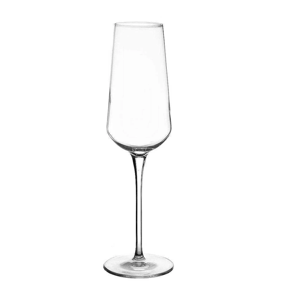 Wheel and Barrow Champagne Flute Glass Set - 280ml Crystal Clear Flutes for Elegant Toasts