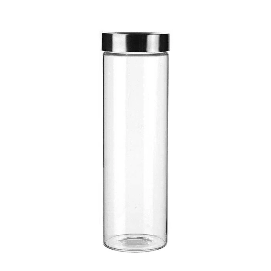 Wheel and Barrow Large 1.65L Glass Storage Jar with Airtight Screw Top Lid