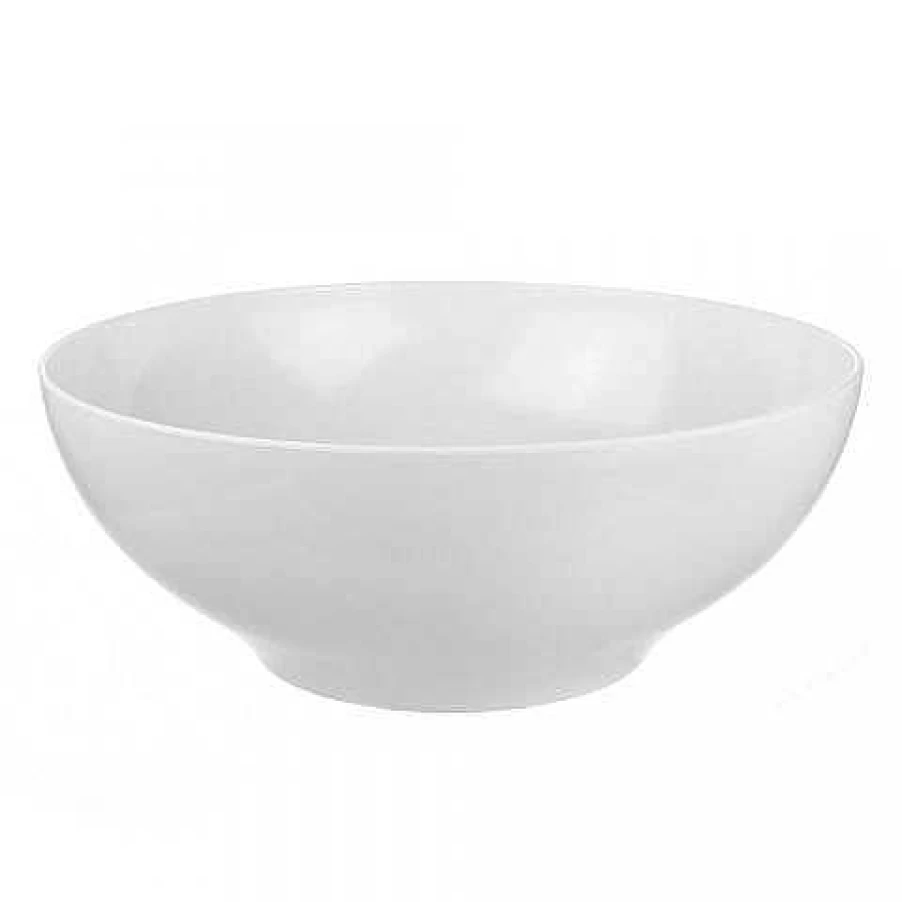 Wheel and Barrow White 35cm Round Melamine Bowl - Large Durable Dishware for Dining & Serving