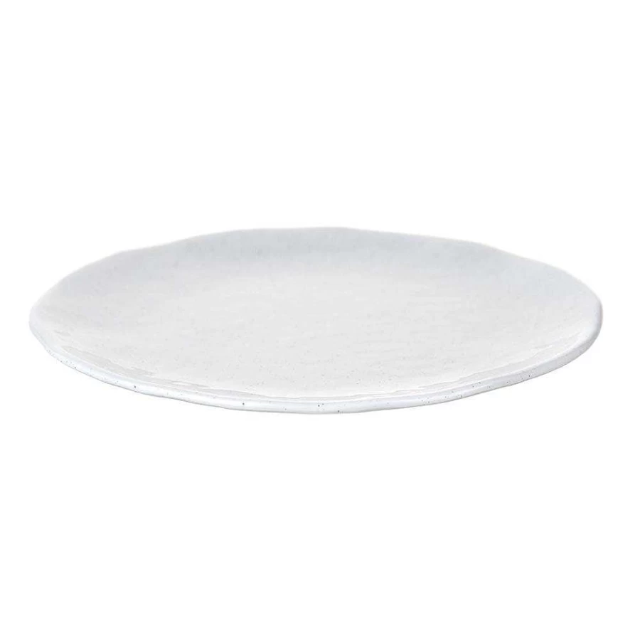 Wheel and Barrow Melamine Dinner Plate 28cm - Speckled White Durable Dishware for Dining