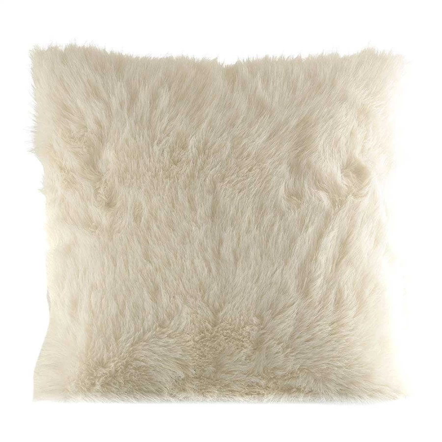 Wheel and Barrow White Faux Fur and Velvet Throw Pillow Cushion 50x50 cm for Sofa Bed Decor